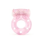 Розовое эрекционное виброкольцо с бабочкой