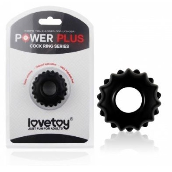 Чёрное эрекционное кольцо POWER PLUS Cockring с выступами