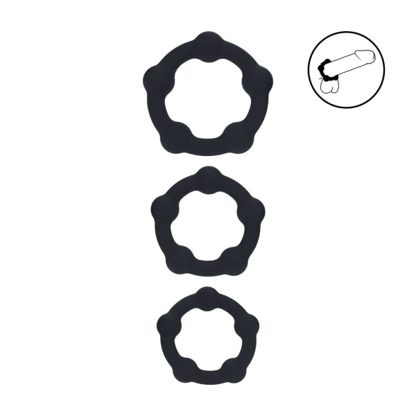 Набор из 3 эрекционных колец Beaded Silicone Cockring Set