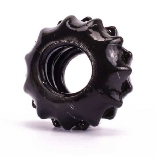 Чёрное эрекционное кольцо POWER PLUS Cockring с выступами