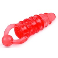 Красное эрекционное виброкольцо с клиторальным стимулятором