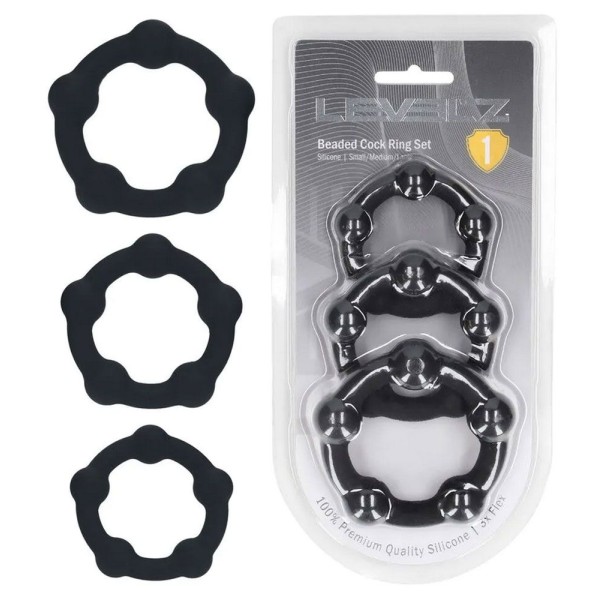 Набор из 3 эрекционных колец Beaded Silicone Cockring Set Набор из 3 эрекционных колец Beaded Silicone Cockring Set