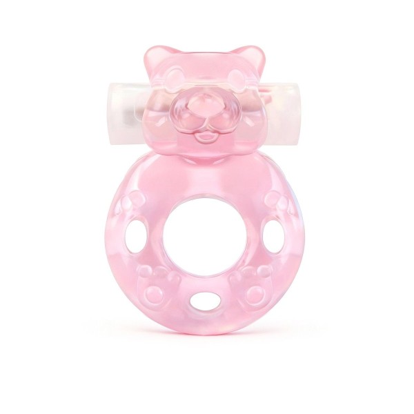 Розовое эрекционное виброкольцо в форме мишки