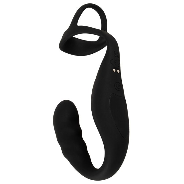 Черное эрекционное кольцо со стимуляцией промежности и анальной пробкой Cock Ring with RC Prostate Plug