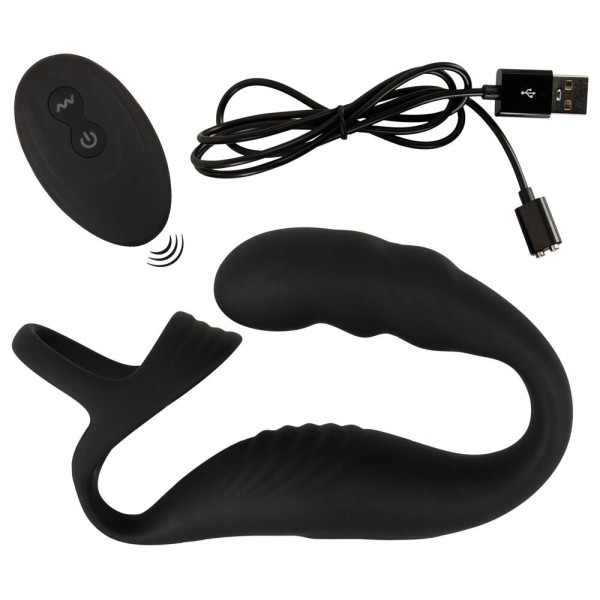 Черное эрекционное кольцо со стимуляцией промежности и анальной пробкой Cock Ring with RC Prostate Plug Черное эрекционное кольцо со стимуляцией промежности и анальной пробкой Cock Ring with RC Prostate Plug