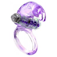 Сиреневое эрекционное виброкольцо с клиторальным зайчиком Сиреневое эрекционное виброкольцо с клиторальным зайчиком