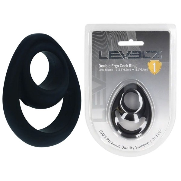 Черное эрекционное кольцо Double Ergo Silicone Cockring Черное эрекционное кольцо Double Ergo Silicone Cockring