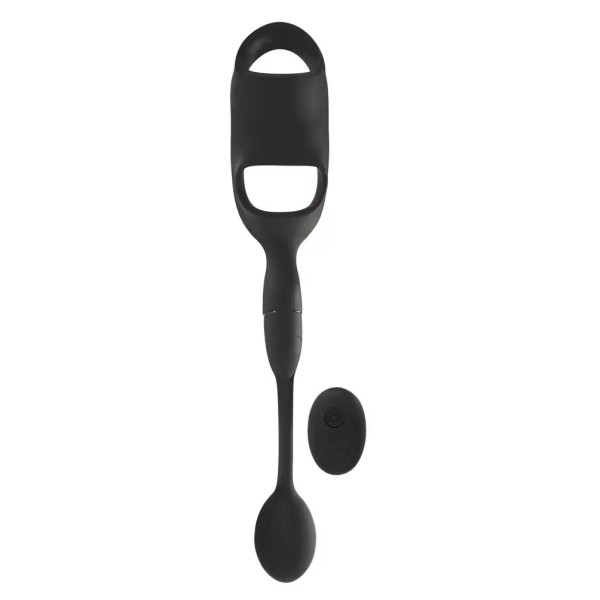 Черное виброкольцо с анальной пробкой Cock Ring with RC Butt Plug Черное виброкольцо с анальной пробкой Cock Ring with RC Butt Plug