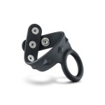 Черное эрекционное кольцо с подхватом мошонки на кнопках VS6