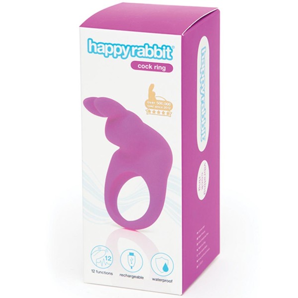 Фиолетовое эрекционное виброкольцо Happy Rabbit Rechargeable Rabbit Cock Ring