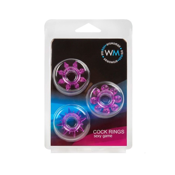 Набор из 3 лиловых эрекционных колец различной формы Набор из 3 лиловых эрекционных колец различной формы
