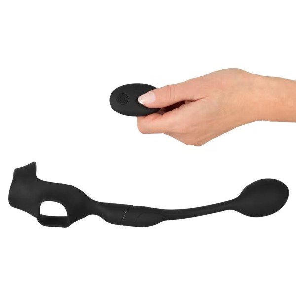 Черное виброкольцо с анальной пробкой Cock Ring with RC Butt Plug Черное виброкольцо с анальной пробкой Cock Ring with RC Butt Plug