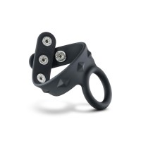 Черное эрекционное кольцо с подхватом мошонки на кнопках VS6