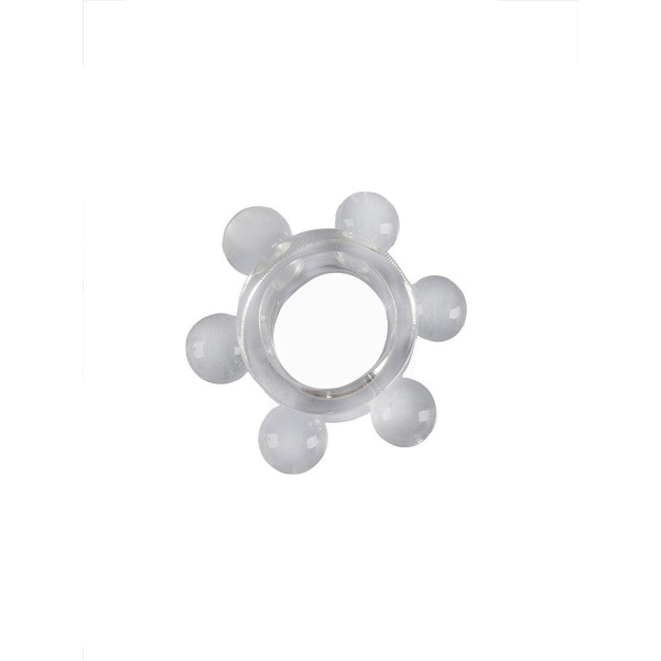 Прозрачное эластичное эрекционное кольцо с 6 шариками