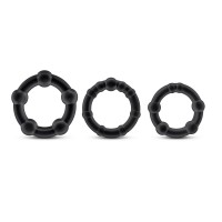Набор из 3 чёрных эрекционных колец Stay Hard Beaded Cockrings Набор из 3 чёрных эрекционных колец Stay Hard Beaded Cockrings