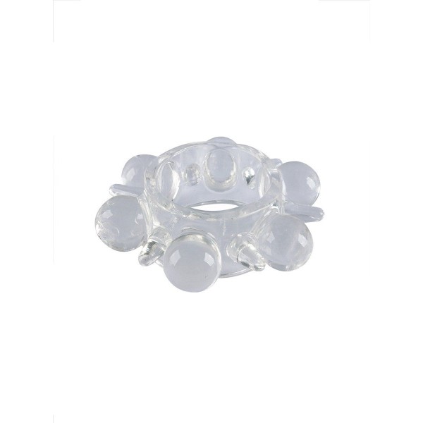 Прозрачное эрекционное кольцо с шариками и шипами