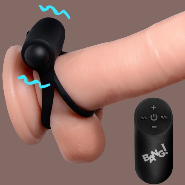 Черное эрекционное виброкольцо 28X Remote Control Vibrating Cock Ring Bullet