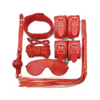 Большой БДСМ-набор из 7 предметов в красном цвете