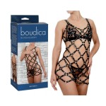 Черное платье Boudica в виде сетки из кожаных полос Черное платье Boudica в виде сетки из кожаных полос