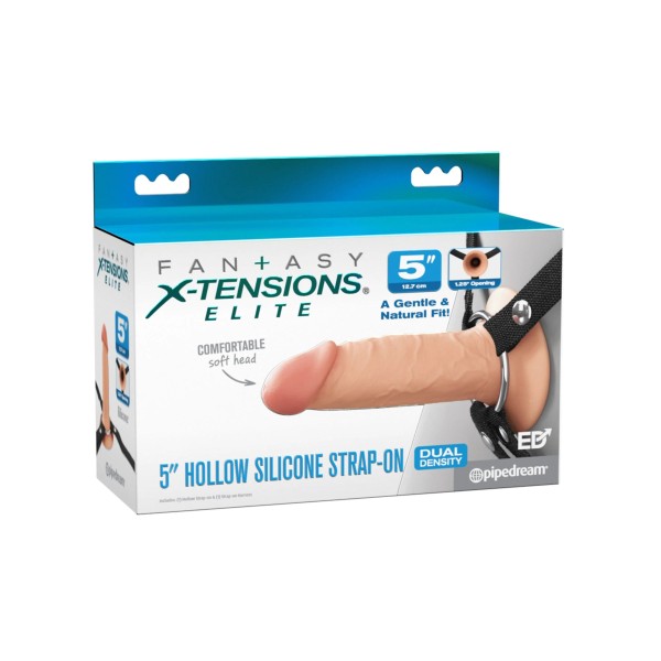 Телесный пустотелый фаллопротез 5’’ Hollow Silicone Strap-On - 14 см.