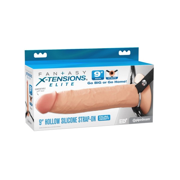 Телесный пустотелый фаллопротез 9’’ Hollow Silicone Strap-On - 24,1 см.