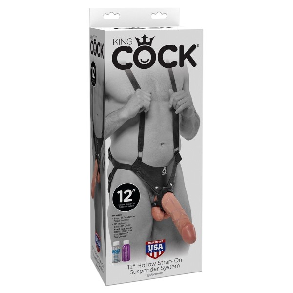Страпон-система с телесной насадкой 12 Hollow Strap-On Suspender System - 30 см.