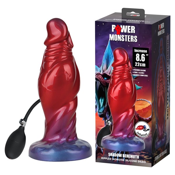 Красный фаллоимитатор с функцией расширения Shadow Behemoth - 21 см.