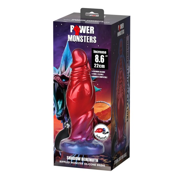 Красный фаллоимитатор с функцией расширения Shadow Behemoth - 21 см.