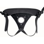 Телесный реалистичный фаллоимитатор на черных трусиках Real Big Strap-On - 34,5 см.