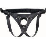 Телесный реалистичный фаллоимитатор на черных трусиках Real Big Strap-On - 34,5 см.