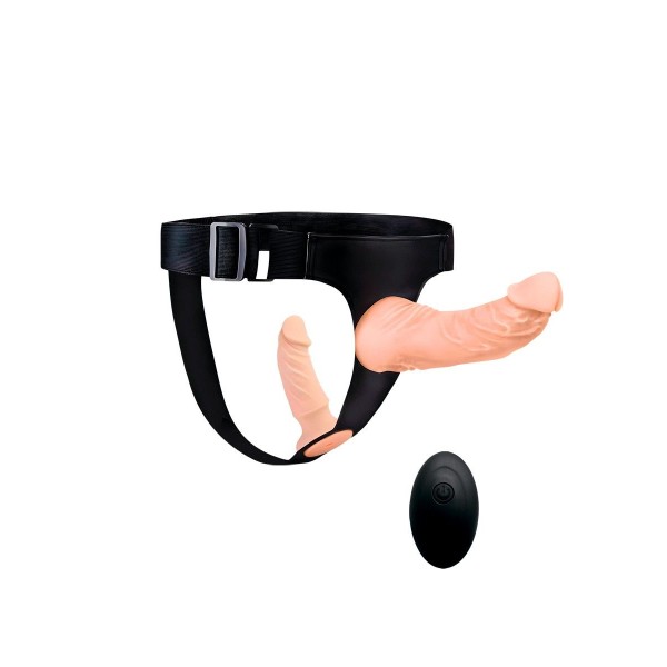 Женский страпон с 2 насадками, вибрацией и пультом ДУ