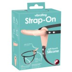 Телесный поясной страпон с вибрацией Vibrating Strap-On - 15,7 см.