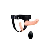 Женский страпон с 2 насадками, вибрацией и пультом ДУ