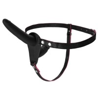 Черный страпон на ремнях с вагинальной пробкой - 15 см. Черный страпон на ремнях с вагинальной пробкой - 15 см.