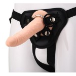 Телесный страпон на черных трусиках STRAP ON REAL DILDO - 20 см.
