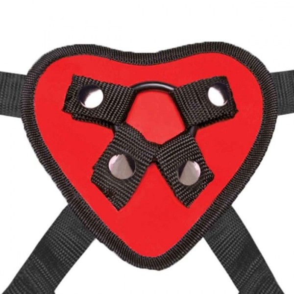 Красный поясной фаллоимитатор Red Heart Strap on Harness 5in Dildo Set - 12,25 см.