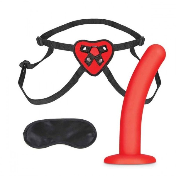 Красный поясной фаллоимитатор Red Heart Strap on Harness 5in Dildo Set - 12,25 см.