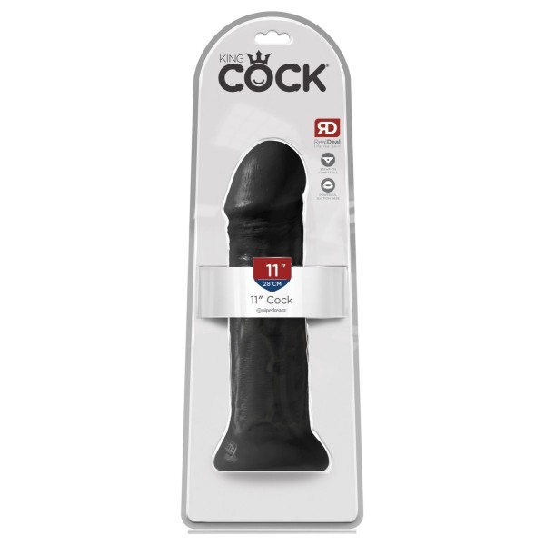 Черный фаллоимитатор на присоске 11 Cocks - 28 см.