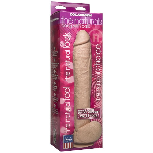Фаллоимитатор большого размера The Naturals Vac-U-Lock Removable Suction Cup 12 Dong with Balls - 29,5 см.
