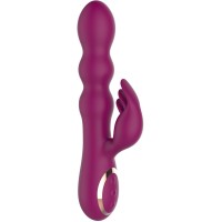Сливовый вибратор-кролик AN Stamen с массажем бусинами - 22 см. Сливовый вибратор-кролик AN Stamen с массажем бусинами - 22 см.