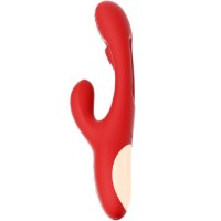 Красный ударный вибратор-кролик G-Hit - 24 см.