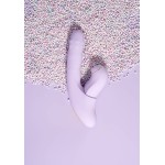 Сиреневый вибромассажер со съёмным клиторальным пульсатором DuoGlow