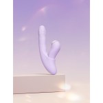 Сиреневый вибромассажер со съёмным клиторальным пульсатором DuoGlow