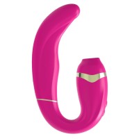 Ярко-розовый вибромассажёр зоны G с вакуумным клиторальным стимулятором My G - 17,4 см. Ярко-розовый вибромассажёр зоны G с вакуумным клиторальным стимулятором My G - 17,4 см.