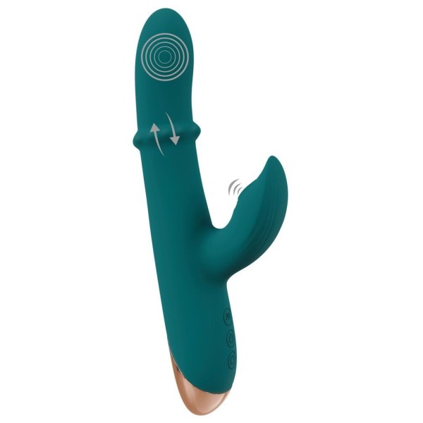 Зеленый вибратор-кролик с подвижным кольцом Thumping Rabbit Vibrator - 22,7 см. Зеленый вибратор-кролик с подвижным кольцом Thumping Rabbit Vibrator - 22,7 см.