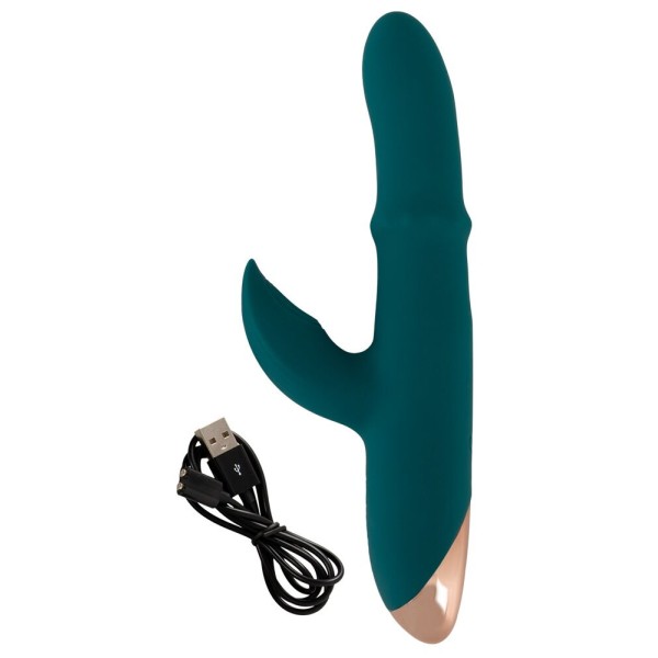 Зеленый вибратор-кролик с подвижным кольцом Thumping Rabbit Vibrator - 22,7 см. Зеленый вибратор-кролик с подвижным кольцом Thumping Rabbit Vibrator - 22,7 см.