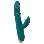 Зеленый вибратор-кролик с подвижным кольцом Thumping Rabbit Vibrator - 22,7 см. Зеленый вибратор-кролик с подвижным кольцом Thumping Rabbit Vibrator - 22,7 см.