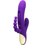 Фиолетовый ударный вибратор Anal G-Hit с анальной цепочкой - 24 см.