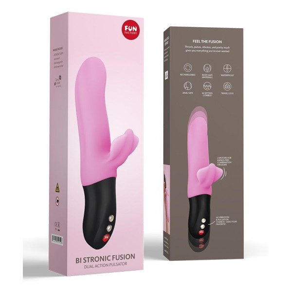 Нежно-розовый пульсатор с клиторальным лепестком Bi Stronic Fusion - 21,5 см.