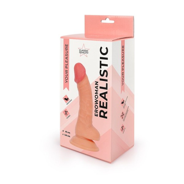 Телесный фаллоимитатор-реалистик Erowoman - 19 см